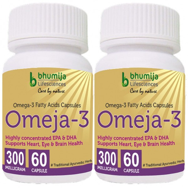 Bhumija Lifesciences Omega3 Fatty Acids (Omeja3) Capsules 60's (Pack of Two)