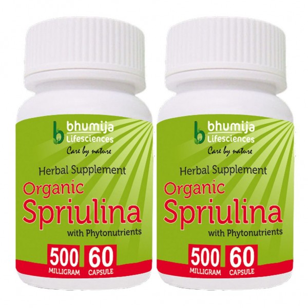 Bhumija Lifesciences Organic Spirulina Capsules 60's  (Pack of Two)