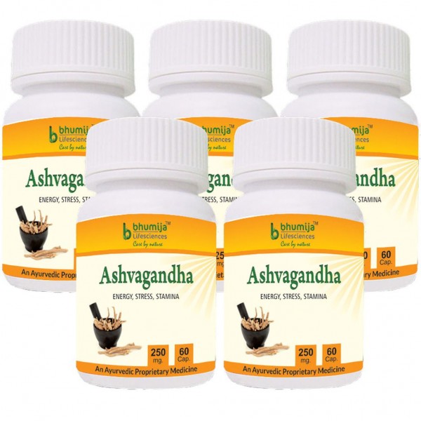 Bhumija Lifesciences Ashvagandha Capsules 60's (Pack of Five)