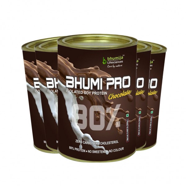 Bhumija Lifesciences Soy Protein 80% Chocolate (Bhumi Pro) 200g. (Five Pack)