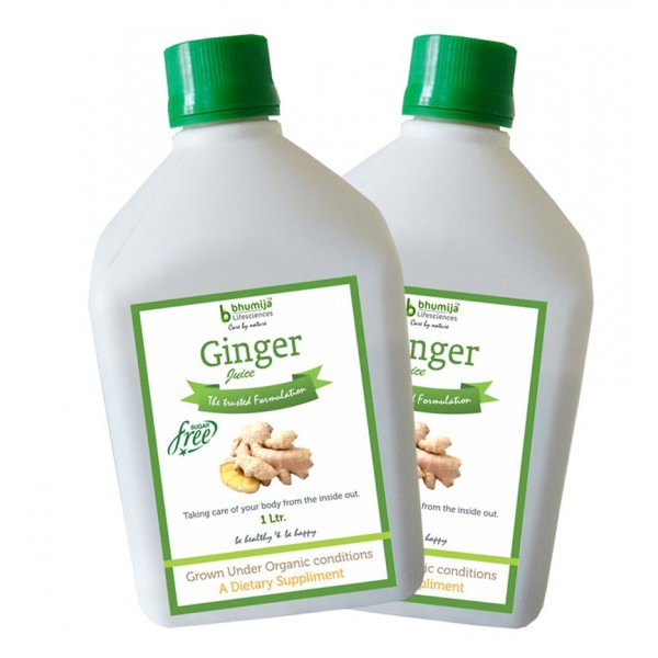 Bhumija Lifesciences Ginger Juice (Sugar Free) 1 Ltr.(Pack of Two)