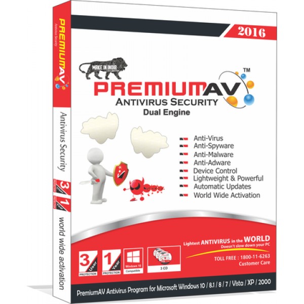 PremiumAV Antivirus 2017 - 3 User 1 Year