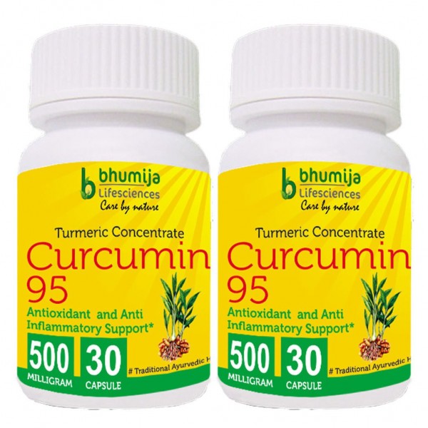 Bhumija Lifesciences Curcumin with Piper Nigram (Curcuma Longa) 30's Capsules (Pack of Two)