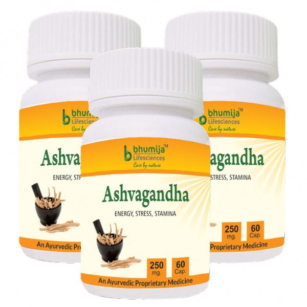Bhumija Lifesciences Ashvagandha Capsules 60's (Pack of Three)