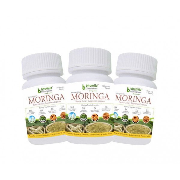 Bhumija Lifesciences Moringa Oliefera Capsules (Pack of Three)