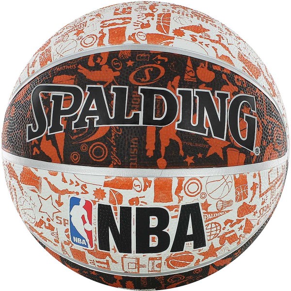 Spalding NBA Graffiti Basketball (7,White / Black / Orange)