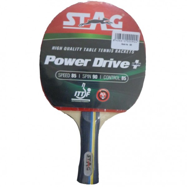 STAG Power Drive with Wooden Case with I.T.T.F. Authorised Rubber Table Tennis Racket