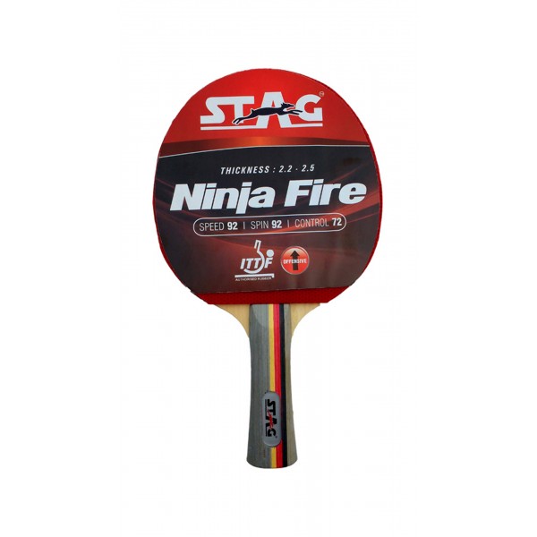 STAG Ninja Fire with I.T.T.F. Authorised Rubber. Table Tennis Racket
