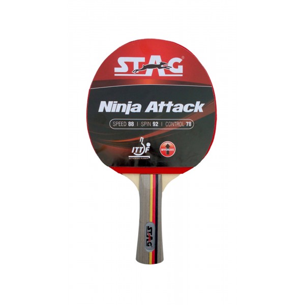 STAG Ninja Attack with I.T.T.F. Authorised Rubber Table Tennis Racket