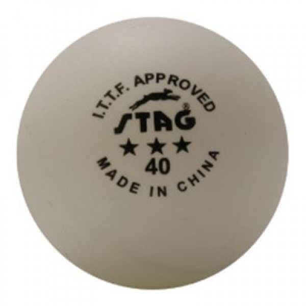 STAG Table Tennis Ball Three Star White ITTF Approved (Per Dozen)