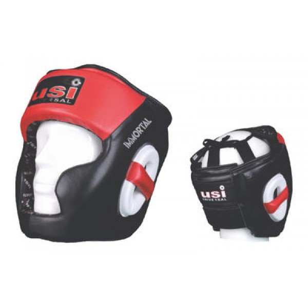 USI 615A Full Face Boxing Head Guard (Black/Red)