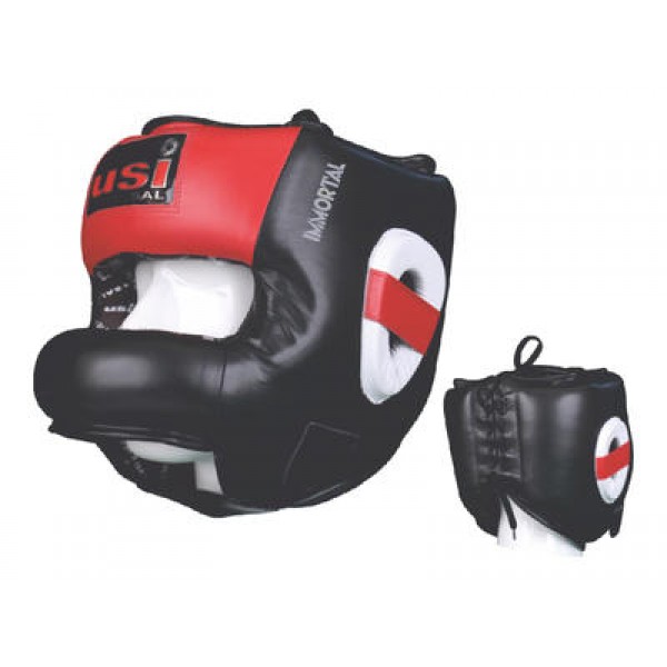 USI 615R Face Saver Boxing Head Guard (Black/Red)