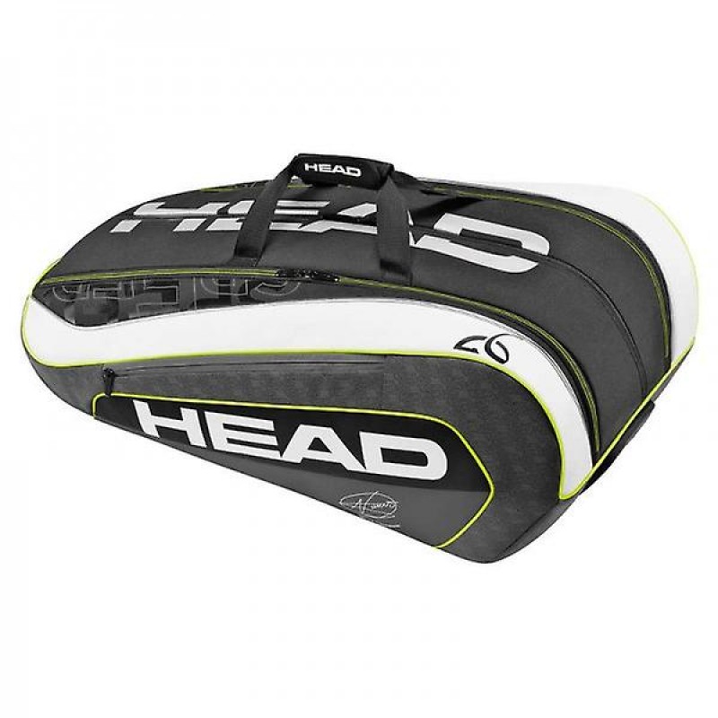 Head Djokovic 12R Monster combi Black White /Neon Yellow Tennis Kit Bag