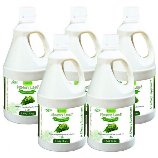 Bhumija Lifesciences Neem Juice (Sugar Free) 1 Ltr. (Pack of Five)