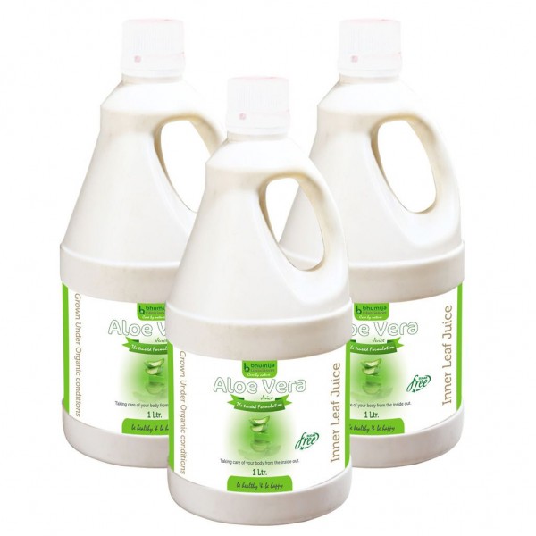 Bhumija Lifesciences Aloevera Fiber Rich Juice (Sugar Free) 1 Ltr. (Pack of Three)