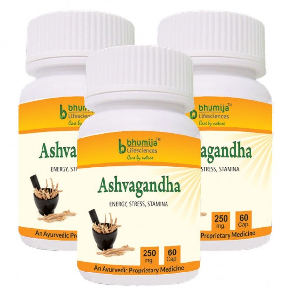 Bhumija Lifesciences Ashvagandha Capsules 60's (Pack of Three)