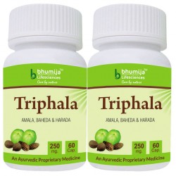 Bhumija Lifesciences Triphala Capsules 60's (Amla, Baheda & Harad) (Pack of Two)