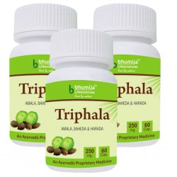 Bhumija Lifesciences Triphala Capsules 60's (Amla, Baheda & Harad) (Pack of Three)