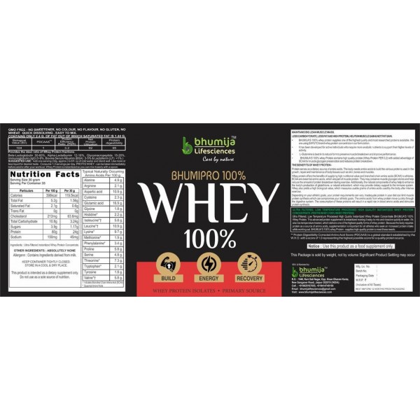 Bhumija Lifesciences Whey Protein 100% (Bhumi Pro) 1 Kg