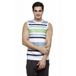 Gypsum Mens Printed Cut Sleeve Tshirt White Color GYPMCS-00159