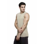 Gypsum Mens Striper Cut Sleeve Tshirt Beige Color GYPMCS-00171