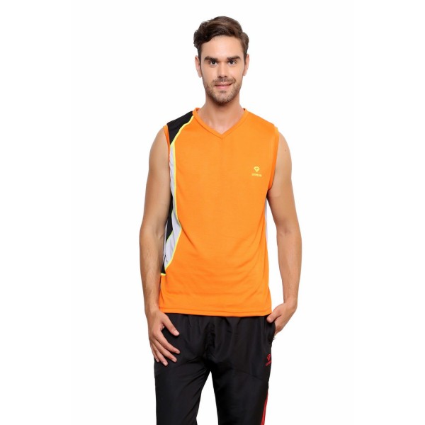 Gypsum Mens Round Neck Sleeveless Tshirt Orange Color GYPMCS-030