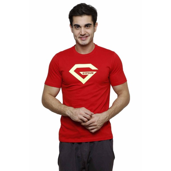 Gypsum Mens Printed Round Neck Tshirt Red Color GYPMRN-00160