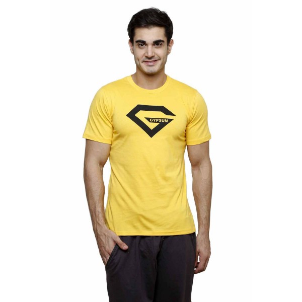 Gypsum Mens Printed Round Neck Tshirt Yellow Color GYPMRN-00169